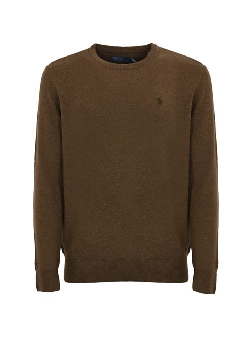 Maglione in lana con pony brown POLO RALPH LAUREN | 710 876714016